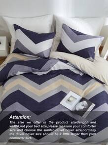 3件套蓝色几何简约学生风柔软哑光被套枕套套装，床上用品套装，柔软亲肤被套套装，适用于单人床、双人床、大号床、特大号床，四季皆宜，家居装饰礼品，可机洗 - 彩色 - 查看 7