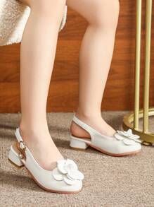 女童凉鞋儿童高跟鞋花童鞋白色女孩凉鞋夏季鞋 - 白色 - 查看 4