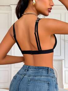 Women's Fashion Floral Lace Lingerie Bra - Black - View 2