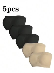 5pack Solid Ruched Bustier Bra