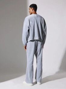 SUMWON Premium Athleisure Flare Style Sweatsuit Oversized Sweatshirt With Coordinating Wide Leg Training Pants Workout Loungewear Set For Winter