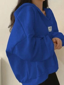 INAWLY Plus Size Casual Sweatshirt With Drawstring, Autumn/Winter Pullover Fall - Blue - View 3
