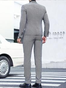 Manfinity Bizformal 男士休闲人字纹西装套装，秋季