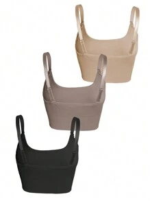 SHEIN 3pcs/Set Plus Size Women Casual Wireless Bras - Multicolor - View 3