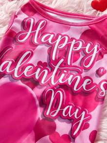 PETSIN 1 件情人节粉色宠物猫狗印花背心 - 彩色 - 查看 7