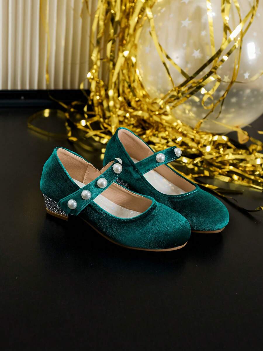 Fashionable Pearl Little Girls' Shoes, Spring/Autumn - Green - View 1