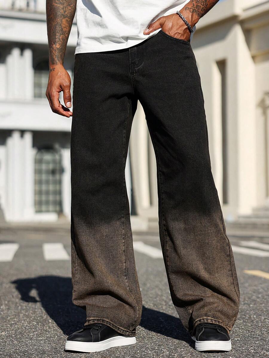 Manfinity Homme Pantalones vaqueros de hombre con pierna acampanada y bolsillos, versátiles y casuales - Multicolor - Ver 1