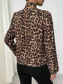 SHEIN Clasi Fashionable Autumn Stand Collar Leopard Print Elegant Blouse Fall Cloth For Women - Multicolor - View 2