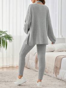 SHEIN 3pcs Grey Casual Home And Outdoor Suit Set, Autumn - Grey - View 2