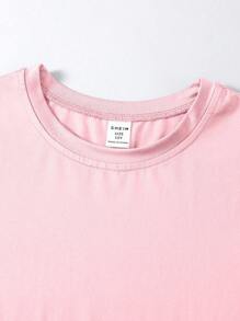 SHEIN Wildeya Vestido casual de manga corta y longitud a la rodilla, sencillo y combinable, para adolescentes
