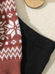 SHEIN 男童学院风针织提花毛衣套装，秋冬 - 咖啡棕 - 查看 4