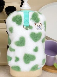 PETSIN Plush Leopard Print Thermal Lined Pet Sweatshirt, Green & White
