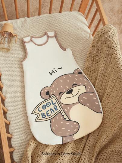 Cozy Pixies 1 Pc Oeko-Tex Certified Baby Bear Design Thick Infant Winter Sleeping Bag, Warm Sleeveless Vest, Newborn Warm Essentials