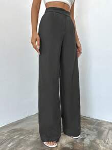 EURMUSE Women's Solid Color Pleated Straight Leg Loose Casual Office Pants