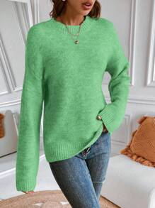 EMERY ROSE Nyligen uppgraderad premium tjock stickad tröja med rund halsringning för kvinnor, höst/vinter