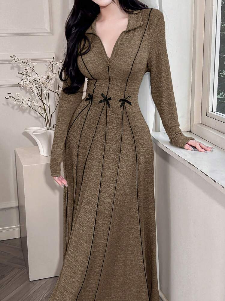 A&M رمضان فستان عباية طويل للنساء بحزام خصر وعقدة...