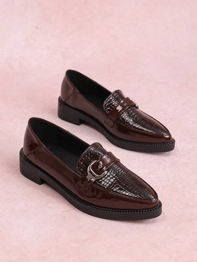 CUCCOO CURVES Wide-Width Platform Thick-Sole Black Pointed-Toe Oxfords, All-Season Lace-Up Slip-On Shoes For Women