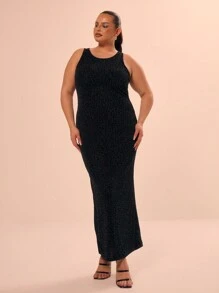 MUSERA Plus Size Leopard Print Sleeveless Maxi Dress,Black,Summer,Elegant,Formal,Dinner,Evening,Curve Dresses,Flowy Long Dress,Holiday,Prom,Graduation - Grey - View 1