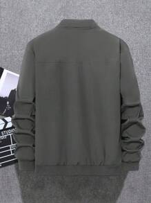 Manfinity Homme Plus Size Men's Zip-Up Front Pocket Simple Winter Jacket