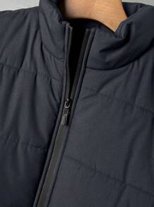 Manfinity Homme Plus Size Men's Solid Color Stand Collar Sleeveless Winter Jacket - Dark Grey - View 4