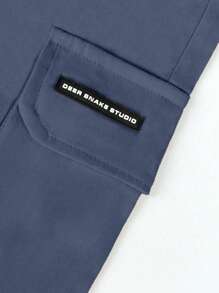 Manfinity Homme Pantalones casuales con cordón y bolsillo para hombres, prendas casuales simples y de uso diario para hombres en azul marino, otoño - Azul Marino - Ver 7