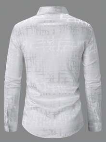 Manfinity Mode Men's Front Button Long Sleeve Casual Shirt, Daily Wear Men's Casual Dress Shirts Men Business Casual Shirts Shirts For Men Shirts - White - View 2