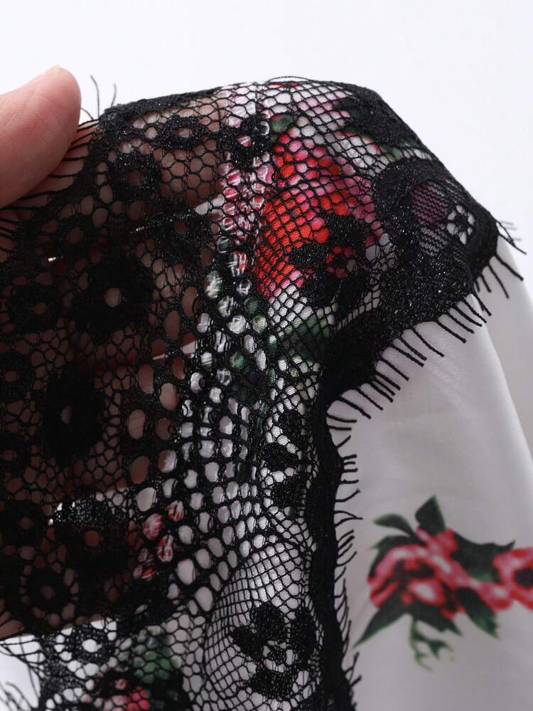 Lace Patchwork Ditsy Floral Slim Sexy Nightgown For Women Lingerie For Women