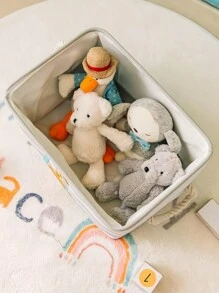 1PC Cute Cartoon Wild Animals Foldable Fabric Laundry Basket Toy Storage Box Rectangular Hamper Organizer For Bathroom Laundry Bedroom - Grey - View 5