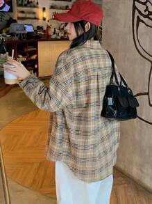 DAZY Autumn New Casual Plaid Long Sleeve Women Shirt,Flannels Women,Fall Women Clothes - Brown - View 2