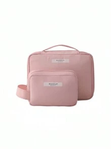 1PC Portable Cosmetic Bag With Handle Travel Makeup Organizer Large Capacity Toiletry Bag For Lipstick Brush Skincare Phone Coin Boho Vibes Gift For Valentine's Day Festival Vacation Home Multifunctional Storage