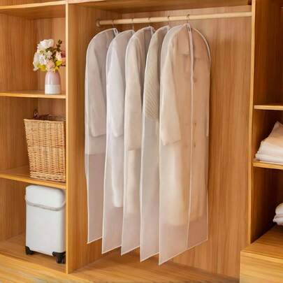 SHEIN 1/2/5PCS 140CMx60CM Transparent Clothing Dust Cover For Coats Shirts Skirts Pants Wardrobe School Office Home Travel Storage Christmas