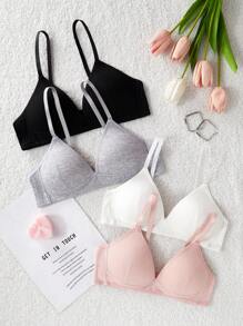 Áo ngực không dây mềm mại thoải mái đơn giản cho bé gái tuổi teen 3 chiếc/bộ - Nhiều màu - Xem 2