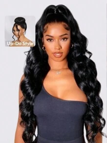 TrueHD 5x5 Thin HD BlendAway™ Pre Cut Pre Plucked Bleached Knots Lace Closure Glueless 3D Body Wave Affordable Wig ByeBye-Knots Match All Skin Tones 100% Human Hair - SNatural - View 4
