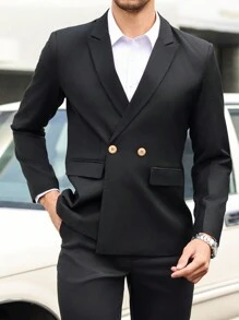 Manfinity Mode Men Solid Color Casual Blazer, Minimalist Fashion For Everyday Wear - Black - View 1