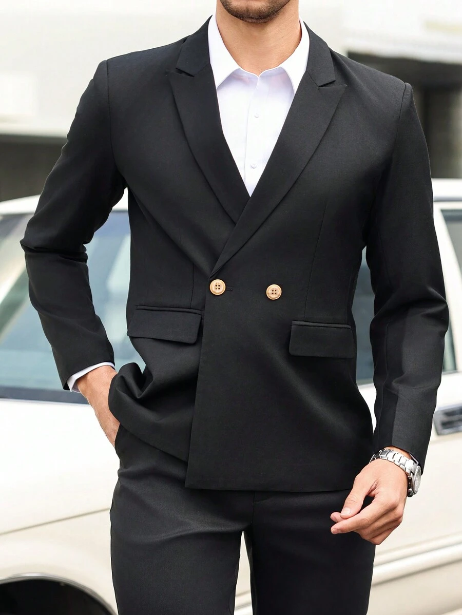 Manfinity Mode Men Solid Color Casual Blazer, Minimalist Fashion For Everyday Wear - Black - View 1