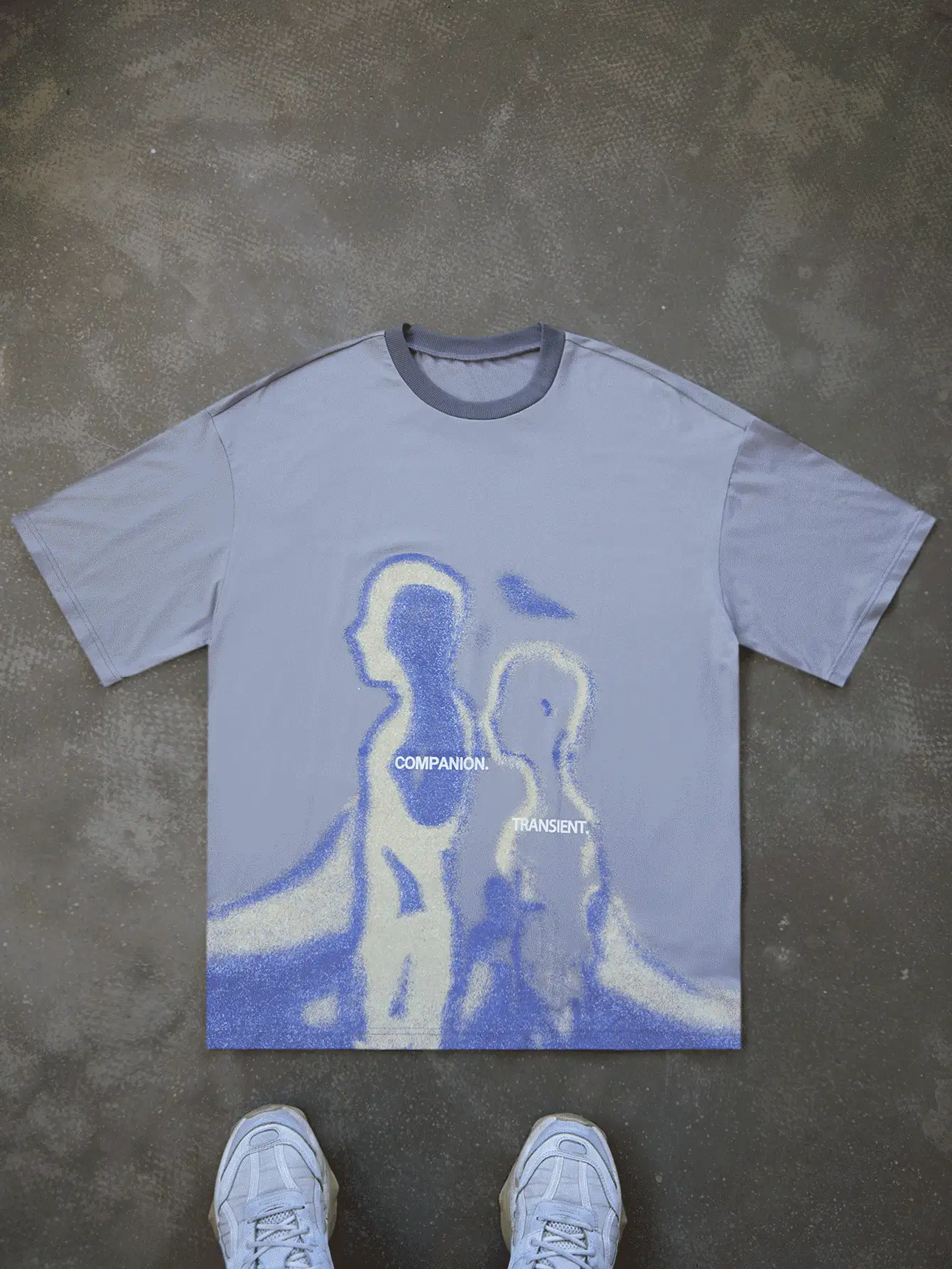 Manfinity EMRG 幻影肖像简约时尚休闲T恤，日常穿着 - 灰色 - 查看 3