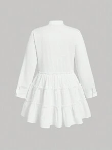 SHEIN MOD Plus Size College Style Ruffled Hem Shirt Dress For Everyday Wear