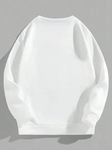 Manfinity Homme Men's New Year Slogan Print Long Sleeve Casual Pullover Sweatshirt, Autumn/Winter