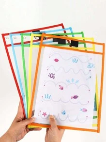 1/2/4/6/8/10 件装可重复使用文件收纳袋，超大可书写可擦写口袋，透明耐用塑料保护纸，教师学校教室用品，返校必备，新年、生日、派对装饰创意礼物，返校季，学习用品，耐用，易用，可作为礼物，用途广泛 - 彩色 - 查看 7