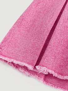 SHEIN Girlism Minifalda de mezclilla plisada con dobladillo deshilachado y lavado sólido, estilo Y2K, para niñas adolescentes. Ropa de otoño para niñas, atuendos de regreso a la escuela, vestimenta urbana