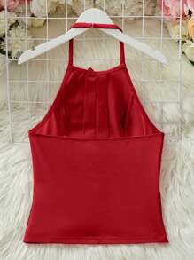 SHEIN EZwear Top de tirantes rojo de corte regular con abertura de hombro y tejido de punto en unicolor para mujer