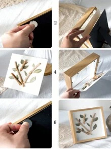 干花相框DIY3D镂空木质标本架模型展示架相框 - 薑色 - 查看 6