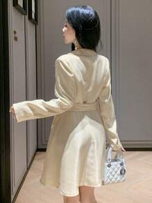 DAZY Women's Short Cocktail Party Dress, Suitable For Spring/Fall And Valentine's Day Prom Dress Long Sleeve Dress Elegant Women Dresses - Khaki - View 3