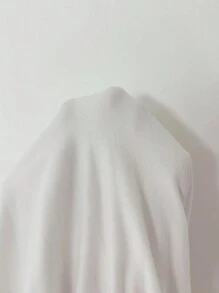 Selianne 性感时尚紧身 U 领长袖套头衫，侧褶、前褶和开衩袖口，白色针织面料，秋冬款 - 白色 - 查看 5