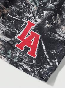 Street Life Spring/Summer Casual Graphic Men'S Letter Graphic Woven Shorts, Perfect For Daily Wear In Spring And Summer, School - Black - View 6