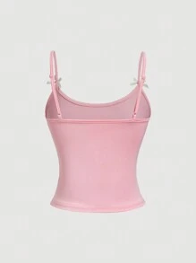 SHEIN MOD Top con adorno de lazo y strass en forma de letra, en color rojo, para mujer - Traje de vampiresa, bruja, disfraz, gótico, traje de Catwoman, Y2K, traje de animadora, ropa de Año Nuevo, San Valentín, ropa hippie