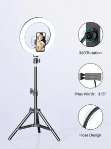 Teckwe Anneau de Lumière Selfie, Support de Téléphone sur Trépied Anneau de Lumière de Photographie Cercle Remplissage Lumière Lampe LED 3 Températures de Couleur Réglables 10 Pouces & 120 Perles de Lampe Cadeaux de Noël, Indispensables pour l'Automne et l'Hiver Vacances de Camping Accessoires Essentiels de Vacances, Fournitures de Camping