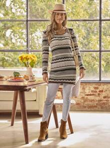 LanaWest New Arrival European And American Style Casual Slim Knit Pullover Sweater Dress, Fashion Knitted Knitwear, Autumn/Winter Fall Cloth For Women - Multicolor - View 4