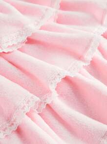 ROMWE Women Kawaii Furry Lace Bow Layered Cake Skirt - Pink - View 4