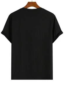 Manfinity Homme Men Astronaut & Letter Graphic Short Sleeve Tee, Casual, For Going Out - Black - View 2